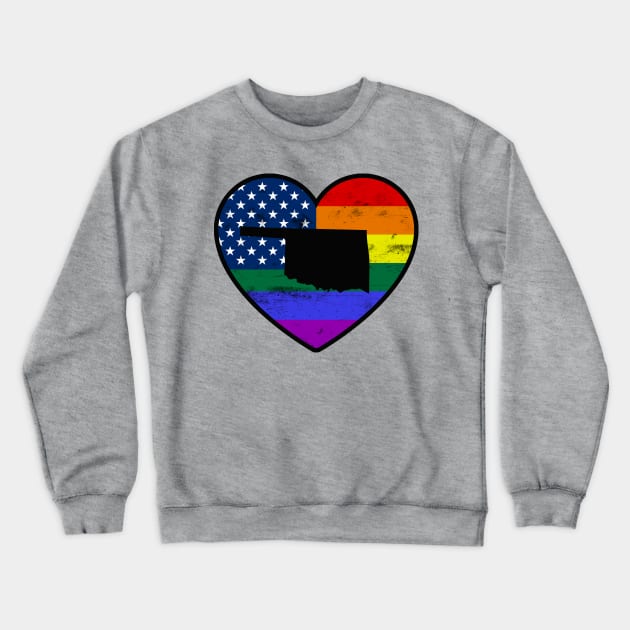 Oklahoma United States Gay Pride Flag Heart Crewneck Sweatshirt by TextTees